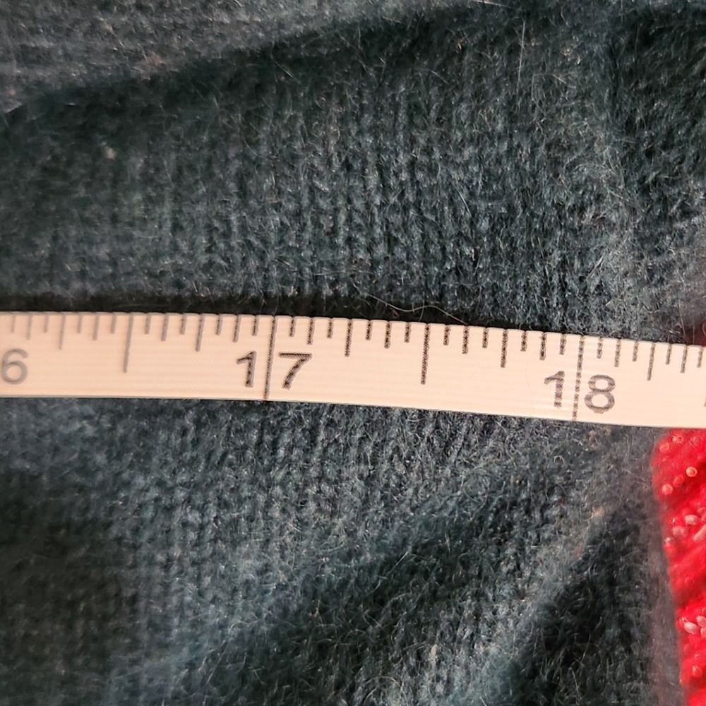 Vintage Cavalini Grandmacore Angora Rabbit & Wool Green jeweled Sweater small - Picture 8 of 8